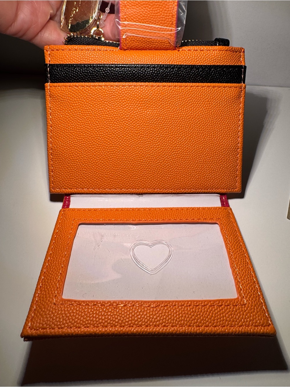 Betsey Johnson "Don't Block Me" Basketball Bifold Wallet in orange - Picture 4 of 6